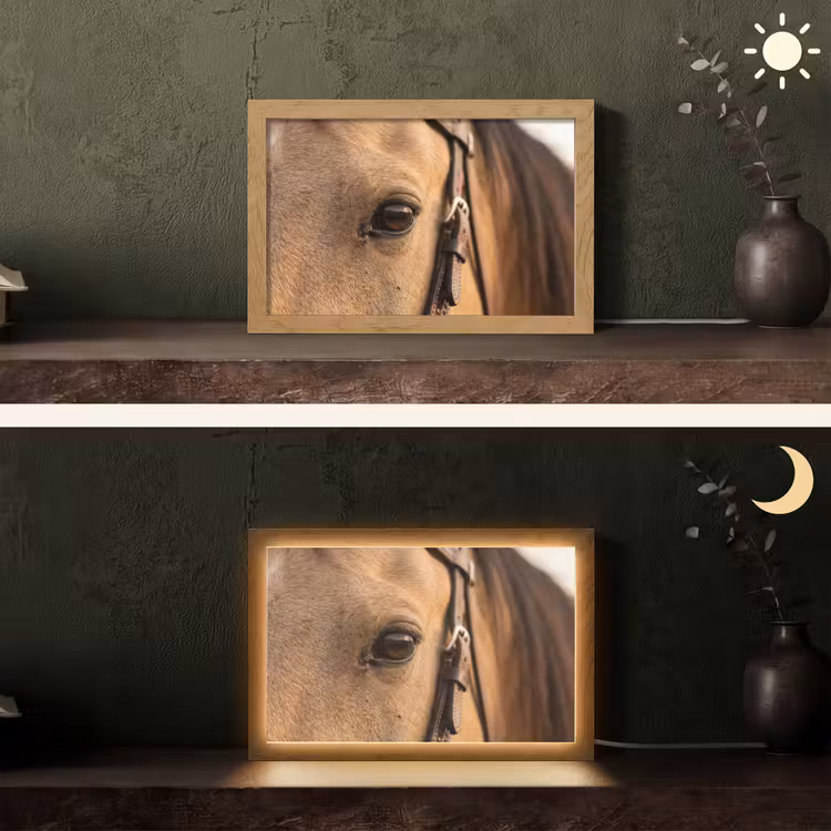 Paard - Oog - Bruin Light Box met kabel (Tafellamp) klein -sfeer3