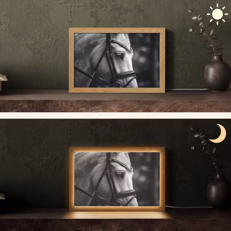 Paard - Schimmel - Portret Light Box met kabel (Tafellamp) klein -sfeer3