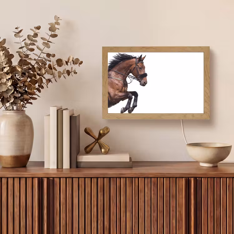 Paard - Springen - Modern Light Box met kabel (Tafellamp) klein -sfeer2
