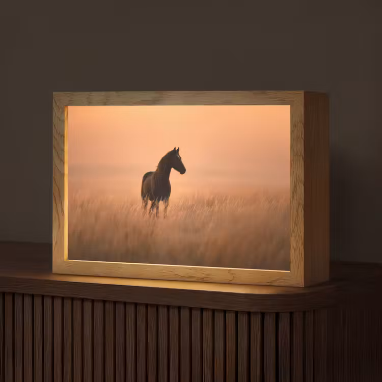 Paard - Grasveld - Zonsondergang Light Box met kabel (Tafellamp) klein -z3d_website