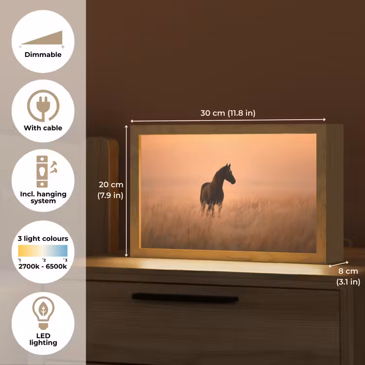 Paard - Grasveld - Zonsondergang Light Box met kabel (Tafellamp) klein -USP_EN