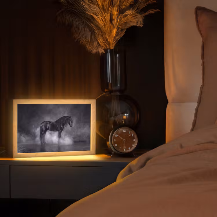 Paard - Magisch - Zwart Light Box met kabel (Tafellamp) klein -sfeer1