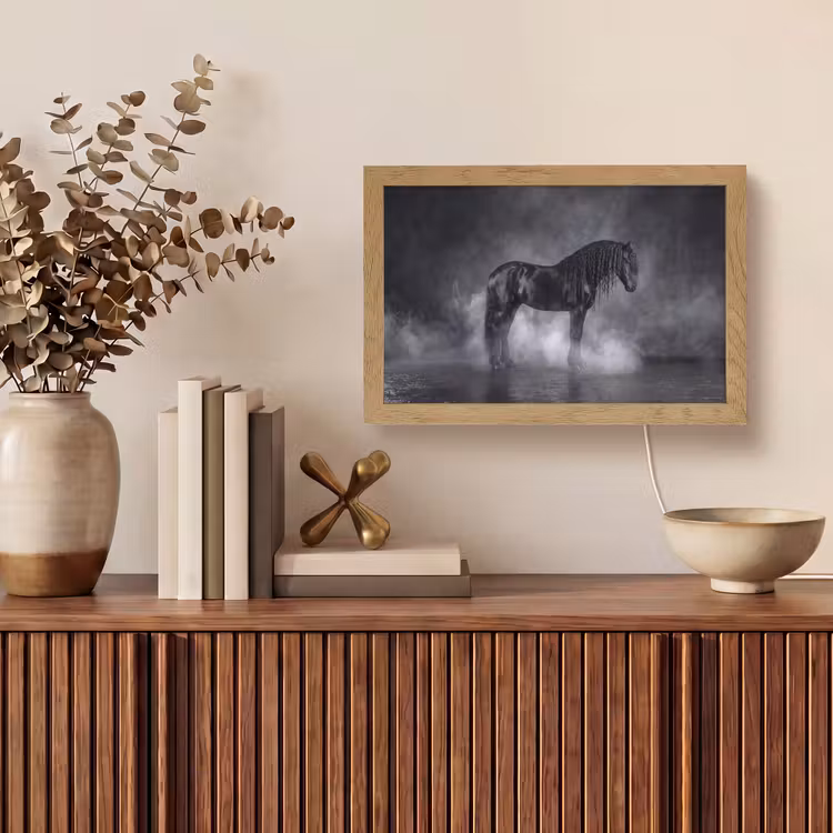 Paard - Magisch - Zwart Light Box met kabel (Tafellamp) klein -sfeer2