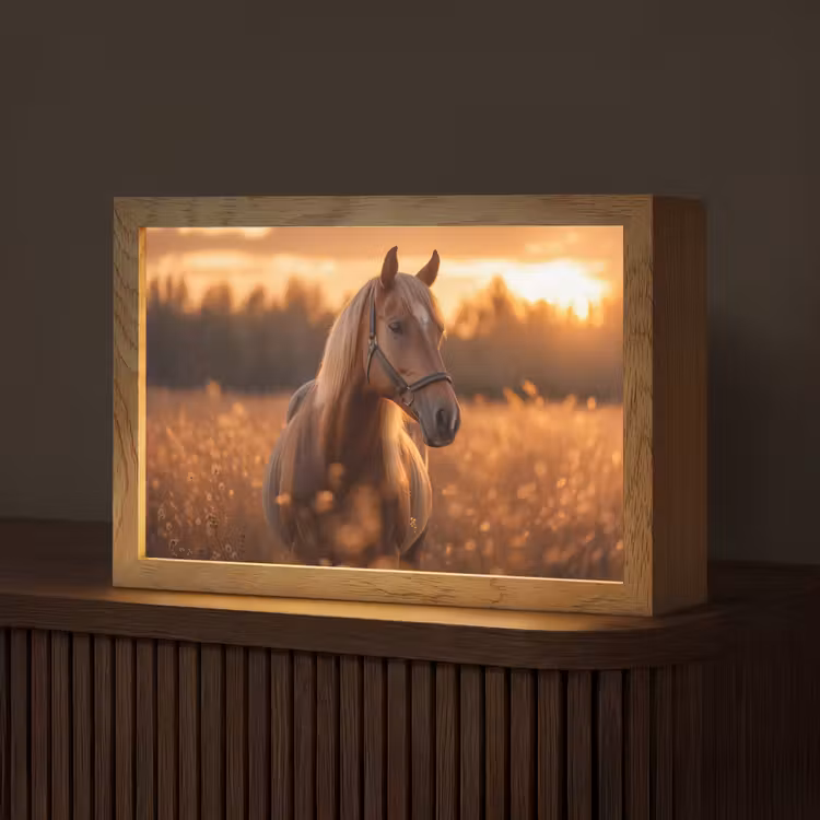 Paard - Natuur - Dier - Bruin - Dieren portret Light Box met kabel (Tafellamp) klein -z3d_website