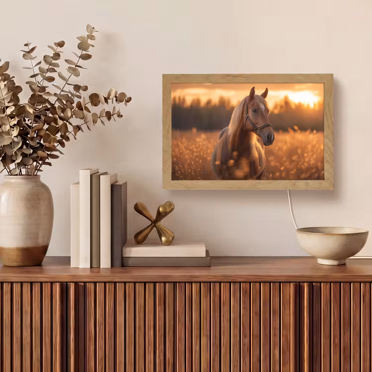 Paard - Natuur - Dier - Bruin - Dieren portret Light Box met kabel (Tafellamp) klein -sfeer2