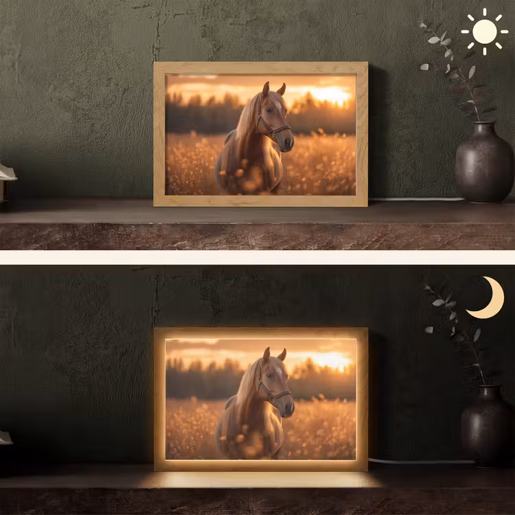 Paard - Natuur - Dier - Bruin - Dieren portret Light Box met kabel (Tafellamp) klein -sfeer3