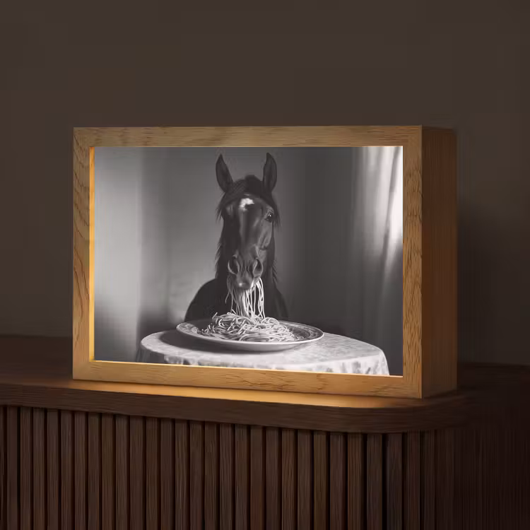 Paard - Bord - Pasta - Tafelkleed - Zwart Wit - Dieren Light Box met kabel (Tafellamp) klein -z3d_website