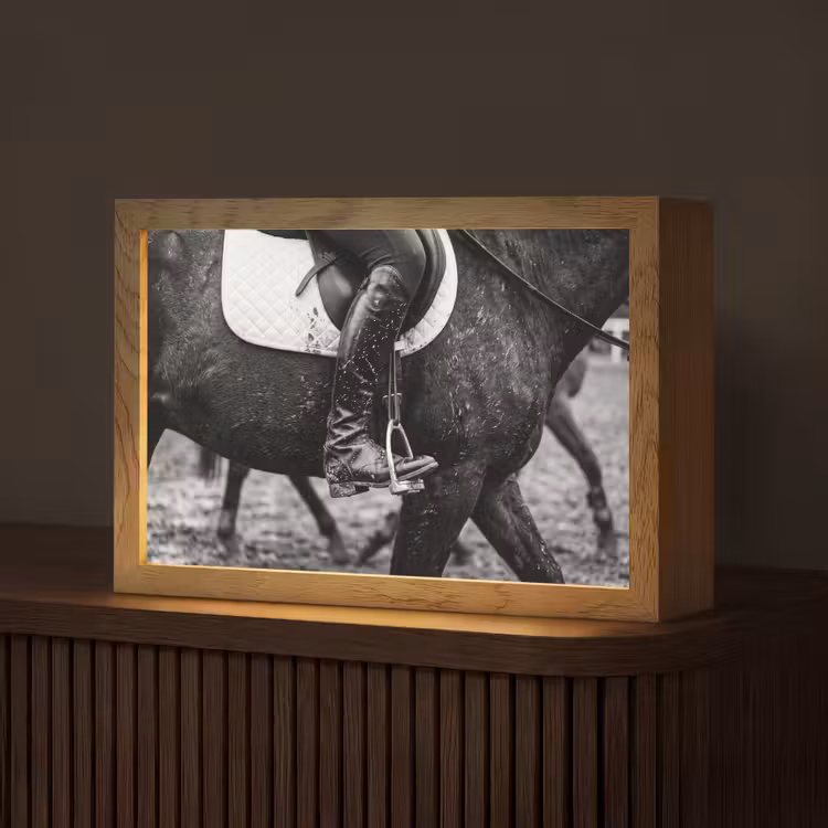 Paard - Sport - Zwart - Wit Light Box met kabel (Tafellamp) klein -z3d_website
