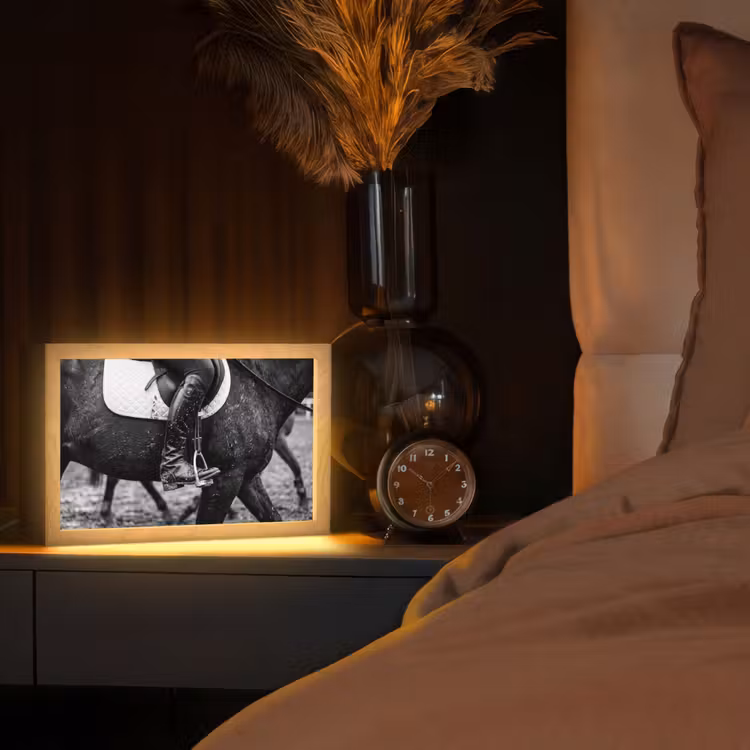 Paard - Sport - Zwart - Wit Light Box met kabel (Tafellamp) klein -sfeer1