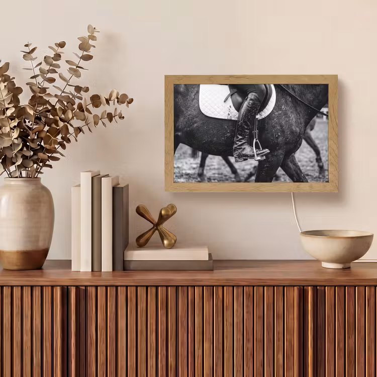 Paard - Sport - Zwart - Wit Light Box met kabel (Tafellamp) klein -sfeer2