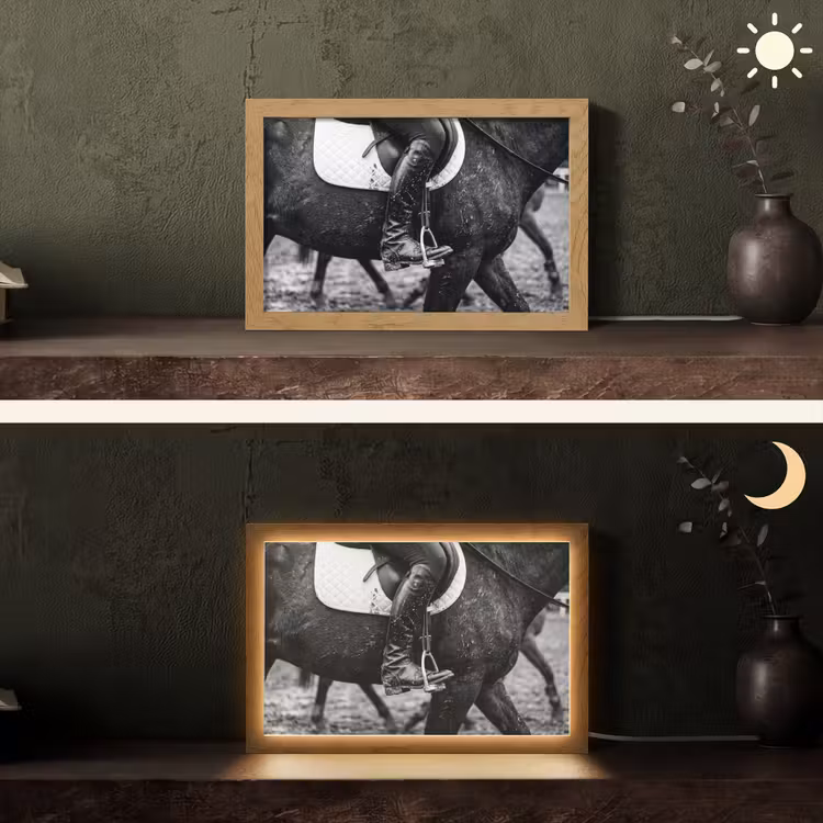 Paard - Sport - Zwart - Wit Light Box met kabel (Tafellamp) klein -sfeer3