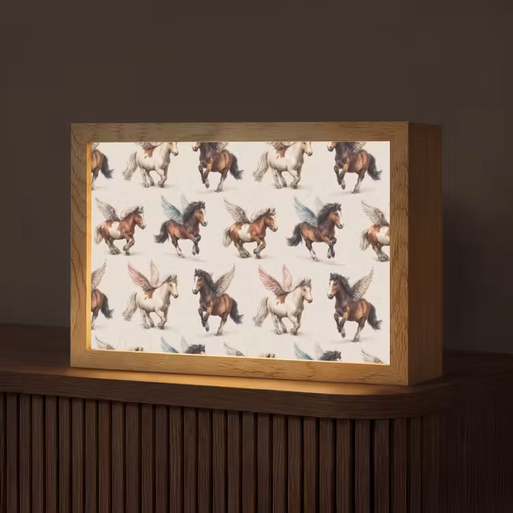 Paarden - Vleugels - Kleurrijk Light Box met kabel (Tafellamp) klein 924 -z3d_website