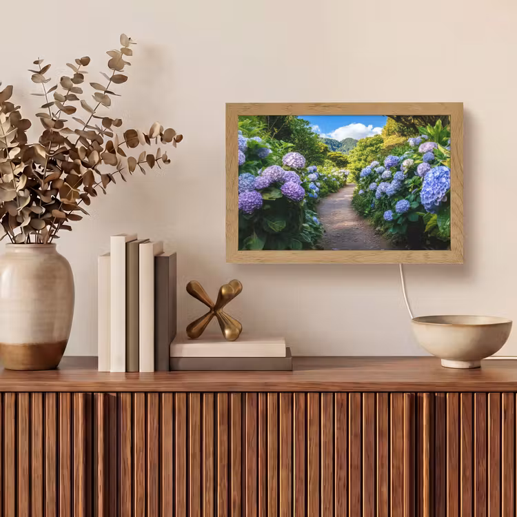 Hortsensia - Pad - Bloemen Light Box met kabel (Tafellamp) klein -sfeer2