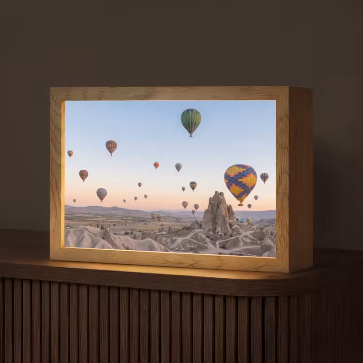 Luchtballonnen - Rotsen - Zonsopgang Light Box met kabel (Tafellamp) klein -z3d_website