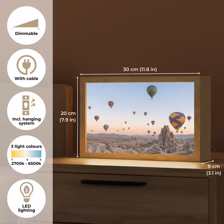 Luchtballonnen - Rotsen - Zonsopgang Light Box met kabel (Tafellamp) klein -USP_EN