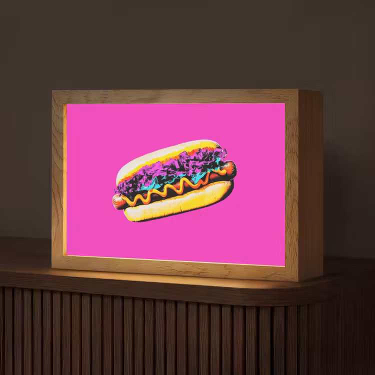 Hotdog - Roze - Retro Light Box met kabel (Tafellamp) klein -z3d_website