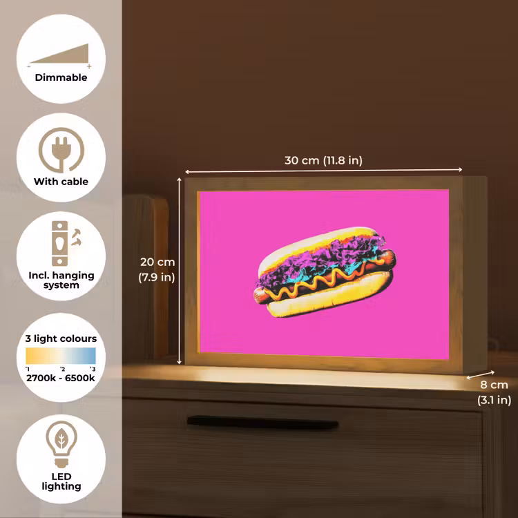 Hotdog - Roze - Retro Light Box met kabel (Tafellamp) klein -USP_EN