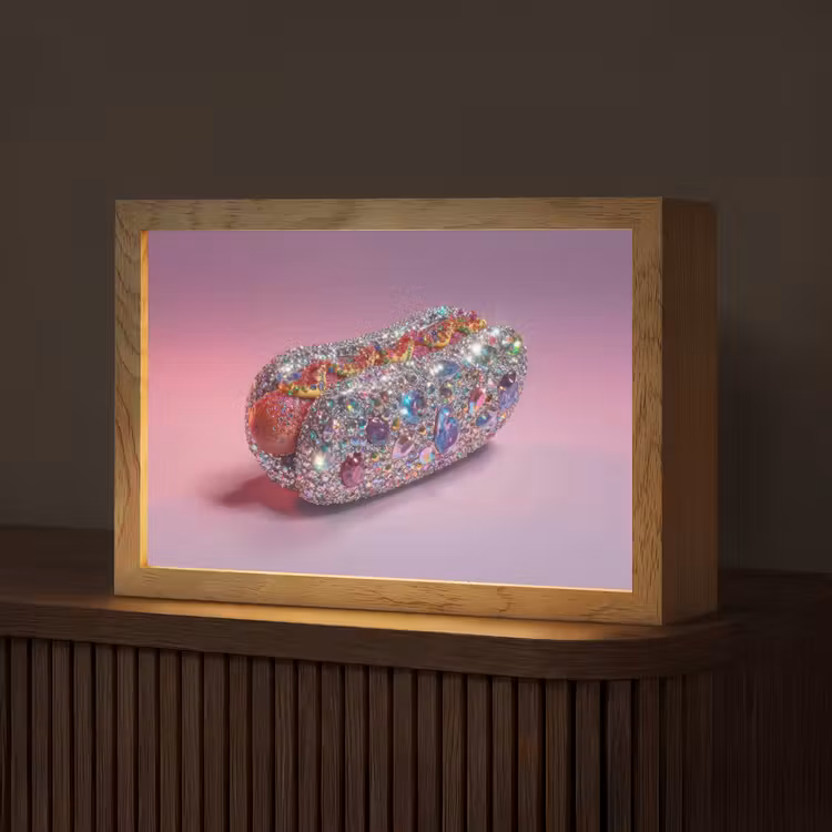 Hotdog - Steentjes - Glitters - Paars Light Box met kabel (Tafellamp) klein -z3d_website