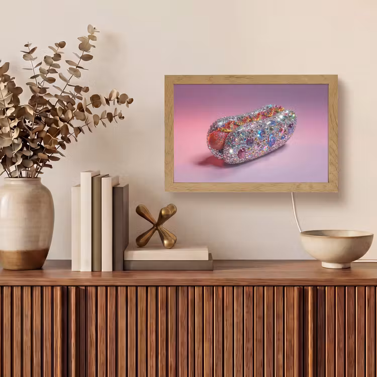 Hotdog - Steentjes - Glitters - Paars Light Box met kabel (Tafellamp) klein -sfeer2