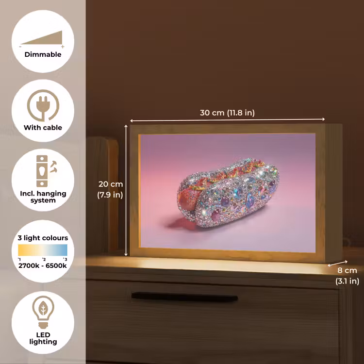Hotdog - Steentjes - Glitters - Paars Light Box met kabel (Tafellamp) klein -USP_EN