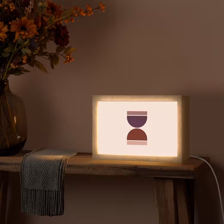 Zandloper - Symmetrisch - Rood - Paars Light Box met kabel (Tafellamp) klein -sfeer4