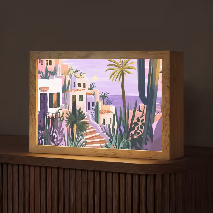 Huizen - Minimalistisch - Palmbomen - Kust Light Box met kabel (Tafellamp) klein -z3d_website