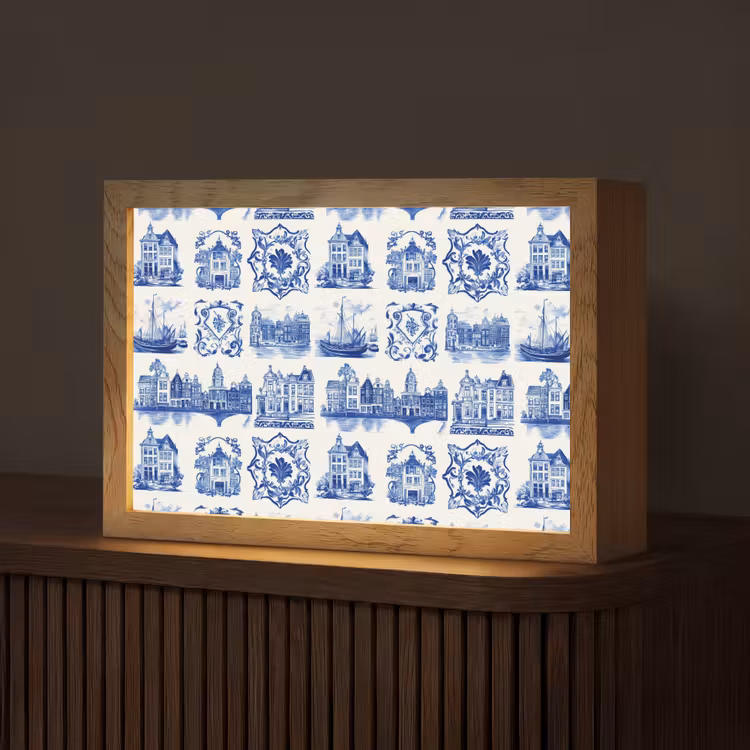 Huizen - Schepen - Blauw Light Box met kabel (Tafellamp) klein 924 -z3d_website