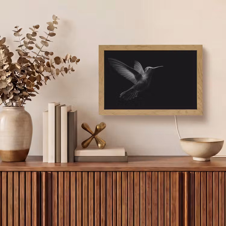 Kolibrie - Zwart - Dieren Light Box met kabel (Tafellamp) klein -sfeer2
