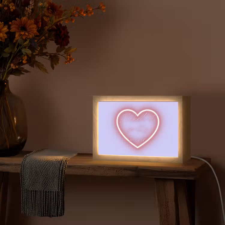 I liked it so it's mine - Neon hart - Paars Light Box met kabel (Tafellamp) klein -sfeer4
