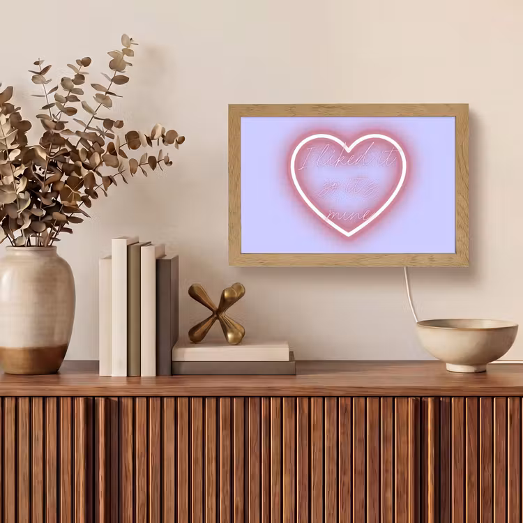 I liked it so it's mine - Neon hart - Paars Light Box met kabel (Tafellamp) klein -sfeer2