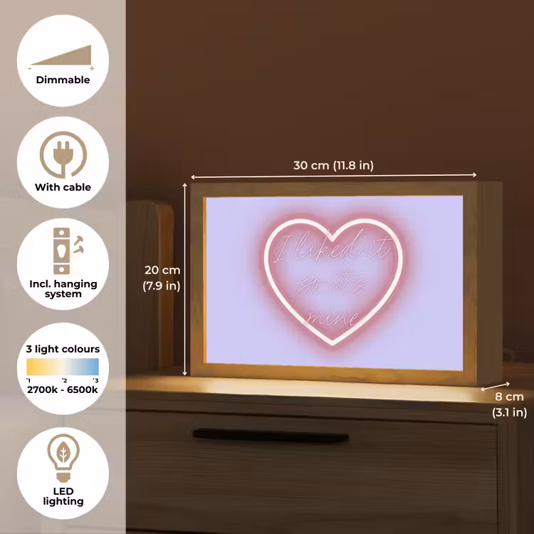 I liked it so it's mine - Neon hart - Paars Light Box met kabel (Tafellamp) klein -USP_EN