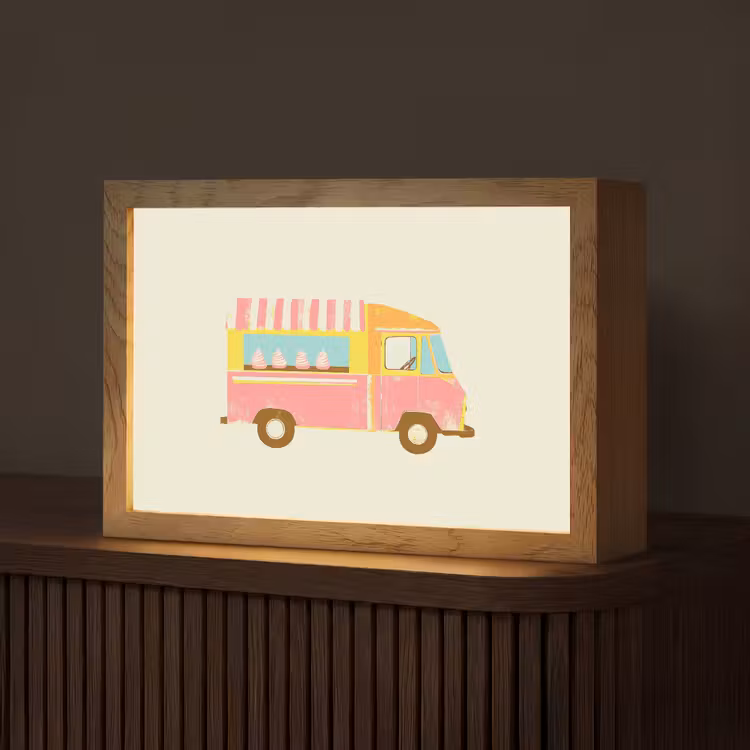 Ijskar - Retro - Softijsjes - Roze Light Box met kabel (Tafellamp) klein -z3d_website