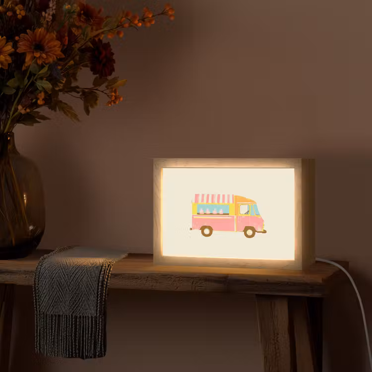 Ijskar - Retro - Softijsjes - Roze Light Box met kabel (Tafellamp) klein -sfeer4