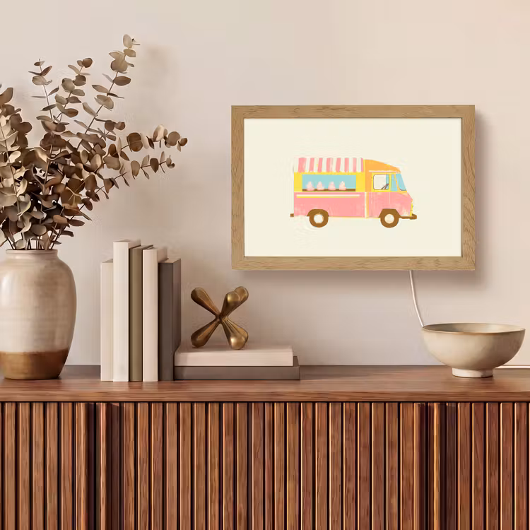 Ijskar - Retro - Softijsjes - Roze Light Box met kabel (Tafellamp) klein -sfeer2