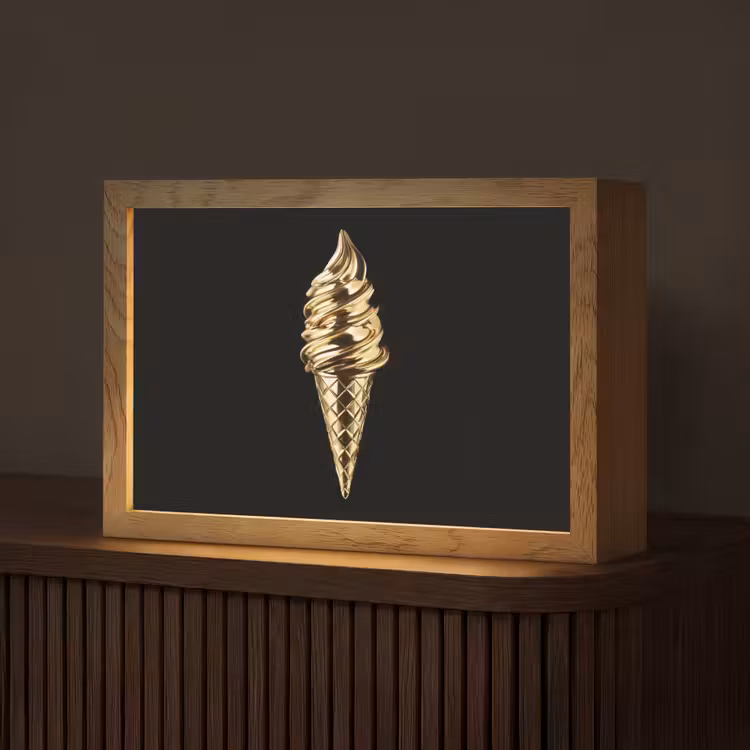 Ijs - Goud - Zwart - Eten Light Box met kabel (Tafellamp) klein -z3d_website