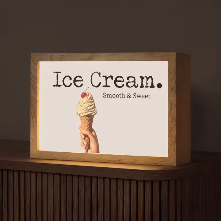Ice cream - Softijs - Kleurrijk - Kers Light Box met kabel (Tafellamp) klein -z3d_website
