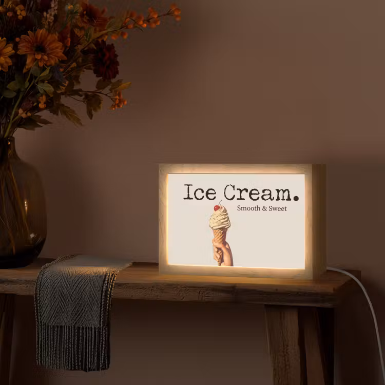 Ice cream - Softijs - Kleurrijk - Kers Light Box met kabel (Tafellamp) klein -sfeer4