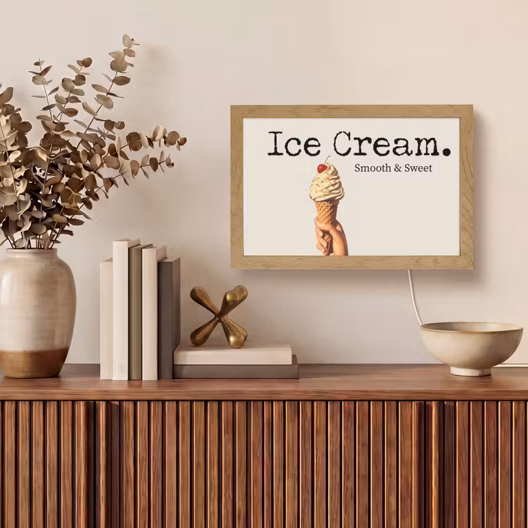 Ice cream - Softijs - Kleurrijk - Kers Light Box met kabel (Tafellamp) klein -sfeer2
