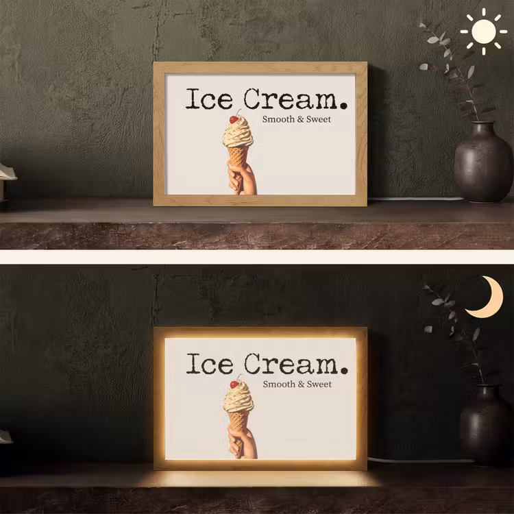 Ice cream - Softijs - Kleurrijk - Kers Light Box met kabel (Tafellamp) klein -sfeer3