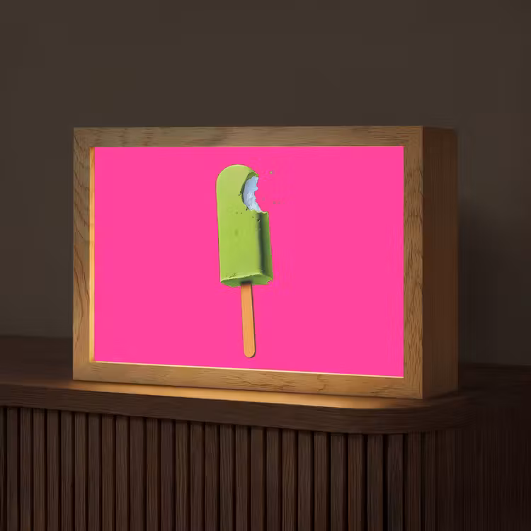 Ijsje - Stokje - Minimalistisch - Groen Light Box met kabel (Tafellamp) klein -z3d_website