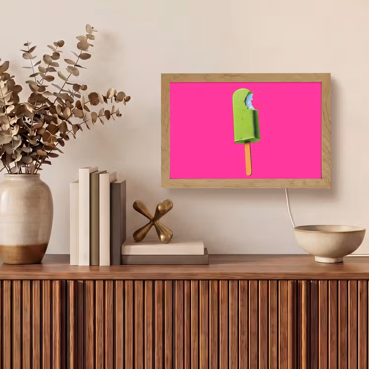 Ijsje - Stokje - Minimalistisch - Groen Light Box met kabel (Tafellamp) klein -sfeer2