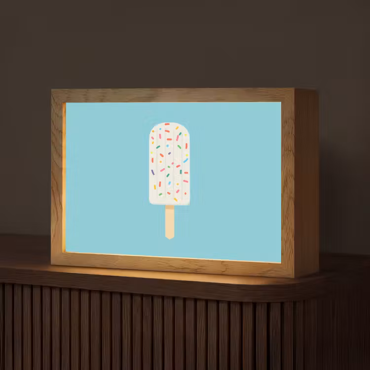 Ijsje - Stokje - Sprinkles - Lichtblauw Light Box met kabel (Tafellamp) klein -z3d_website