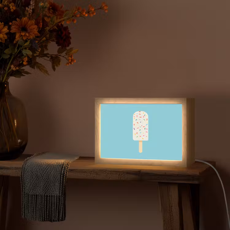 Ijsje - Stokje - Sprinkles - Lichtblauw Light Box met kabel (Tafellamp) klein -sfeer4