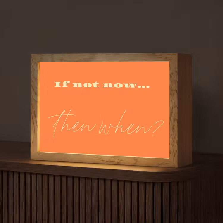 If not now then when - Oranje - Geel - Levendig Light Box met kabel (Tafellamp) klein -z3d_website