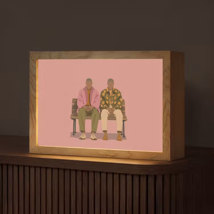 Illustratie - Bankje - Personen - Minimalistisch Light Box met kabel (Tafellamp) klein -z3d_website