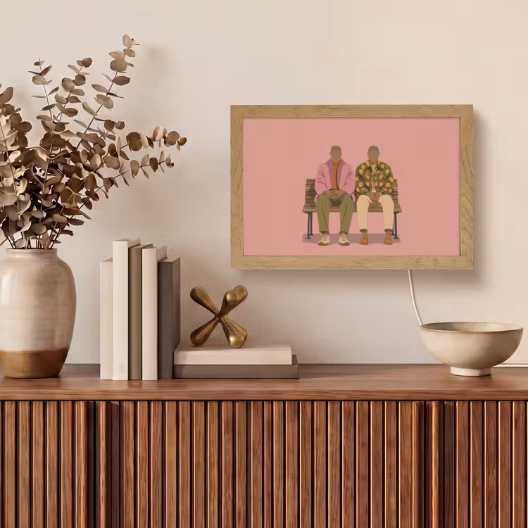 Illustratie - Bankje - Personen - Minimalistisch Light Box met kabel (Tafellamp) klein -sfeer2
