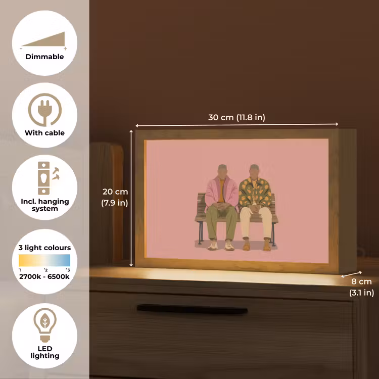 Illustratie - Bankje - Personen - Minimalistisch Light Box met kabel (Tafellamp) klein -USP_EN