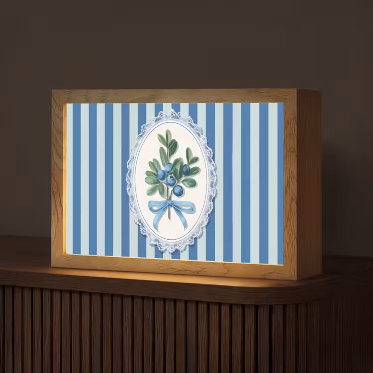 Illustratie - Bessen - Blauw - Strepen Light Box met kabel (Tafellamp) klein -z3d_website