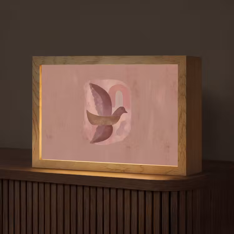 Illustratie - Vogels - Abstract - Roze Light Box met kabel (Tafellamp) klein -z3d_website