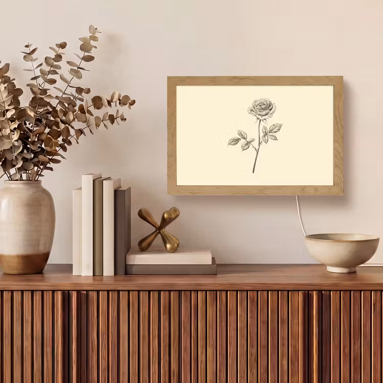 Illustratie - Zwart - Roos Light Box met kabel (Tafellamp) klein -sfeer2